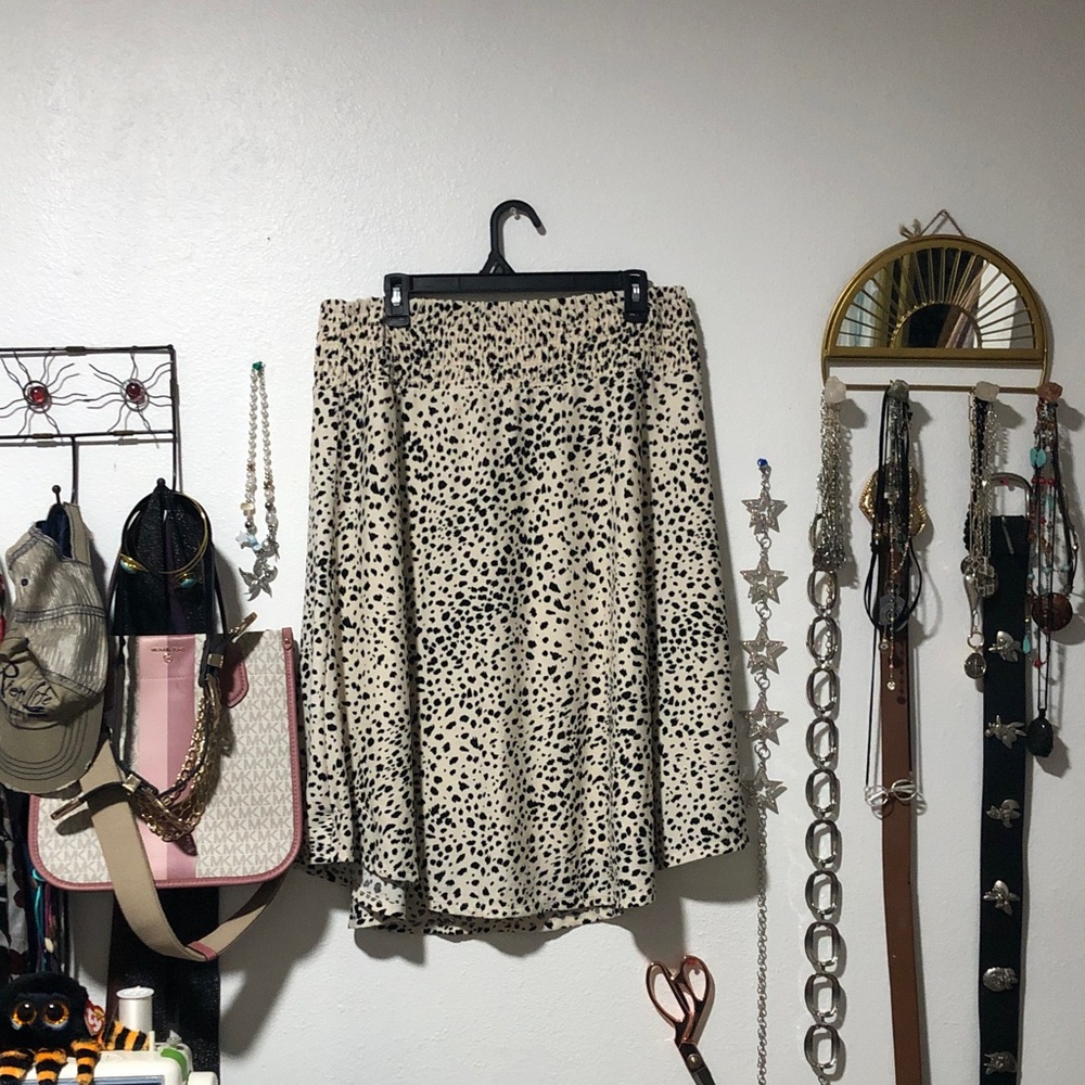 Cato Cream and Black Spotted A-Line Skirt Dalmatian